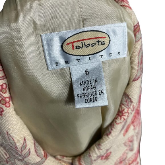 Silk Blend Floral Jacket 6P Petite 6 Button-up Talbots Lotus Cotton Textured - Picture 14 of 15